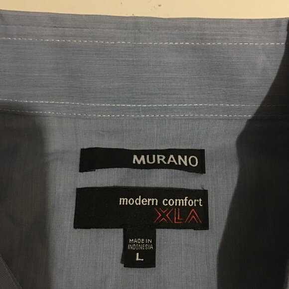 Murano Modern Comfort Mens Long Sleeve Button Dress Shirt Size Large Blue NWT - Picture 6 of 10